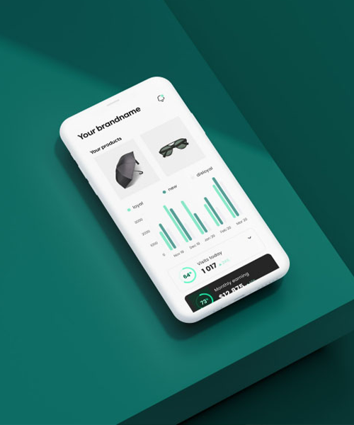 Smartphone som visar statistik från e-handel